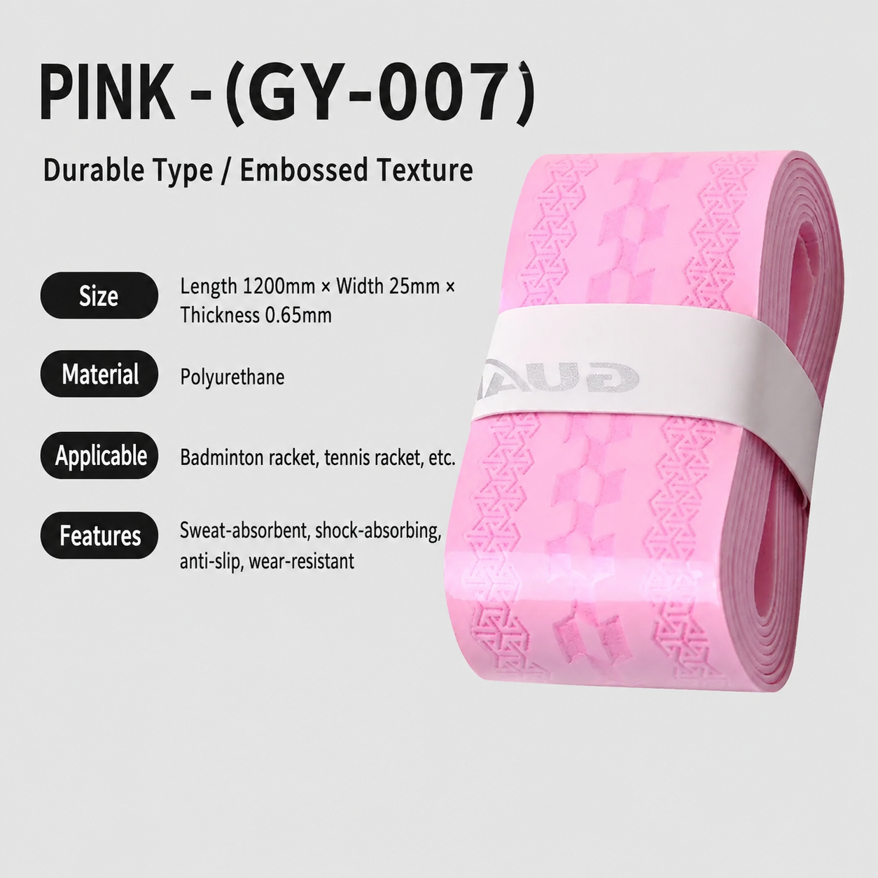 YZU ProGrip™ Sweat-Absorbing Racket Grip Tape - Pink